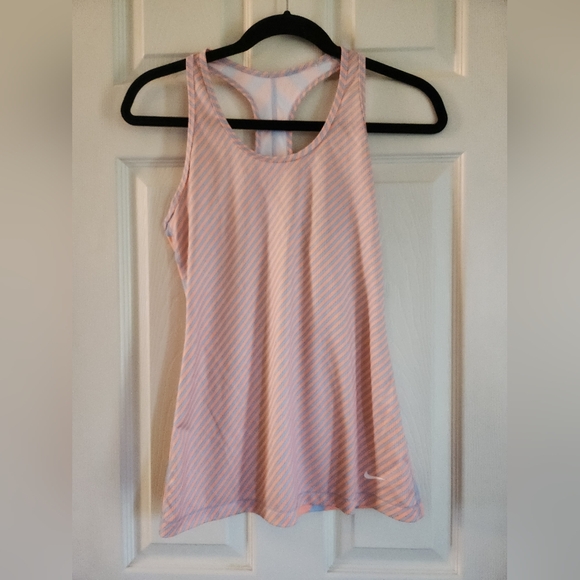 Nike Tops - Nike Womens Dri-Fit Slim Fit Orange/Gray Striped Racerback Tank Top Size Medium